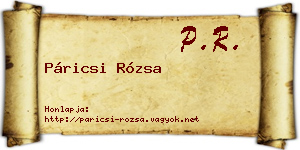 Páricsi Rózsa névjegykártya