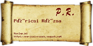 Páricsi Rózsa névjegykártya